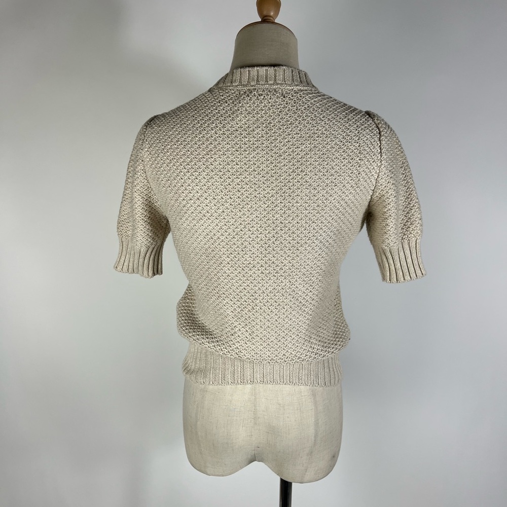GAP Cotton Short Sleeve Knit Beige Cardigan Sweater Womens Small - Picture 4 of 7